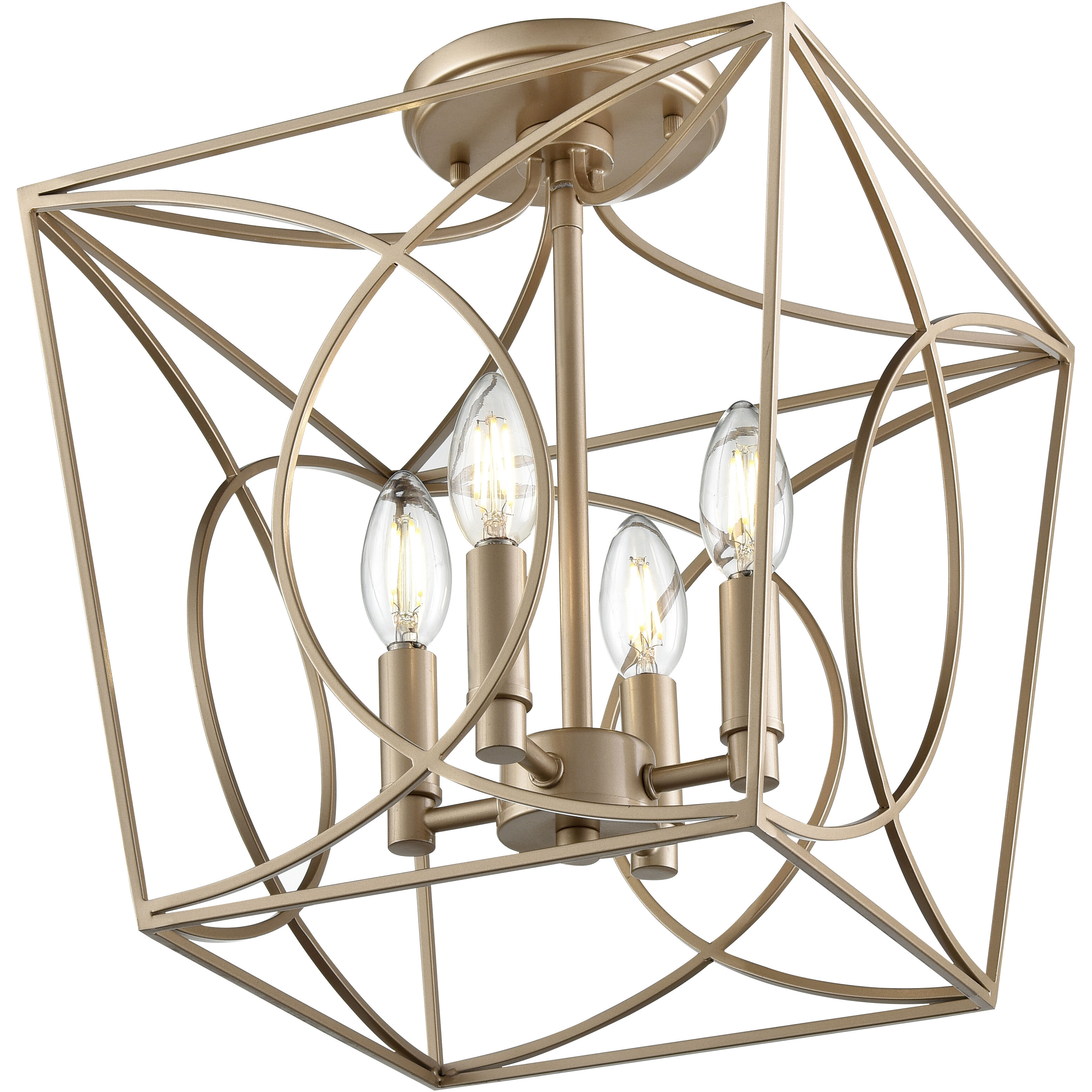 Tracy 4 Light 12 inch Painted Modern Gold Semi-Flush Mount Ceiling Light